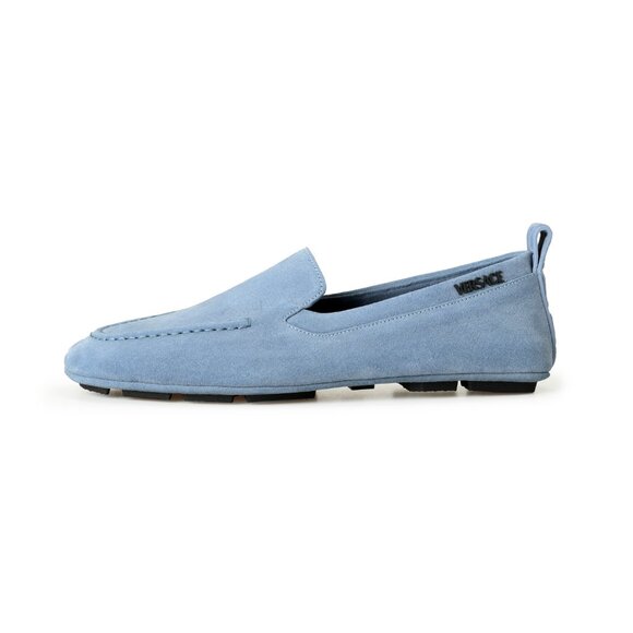 Versace Men\'s Blue Logo Suede Leather Driver Moccasins Loafers Shoes US 8 IT 41 main image 5
